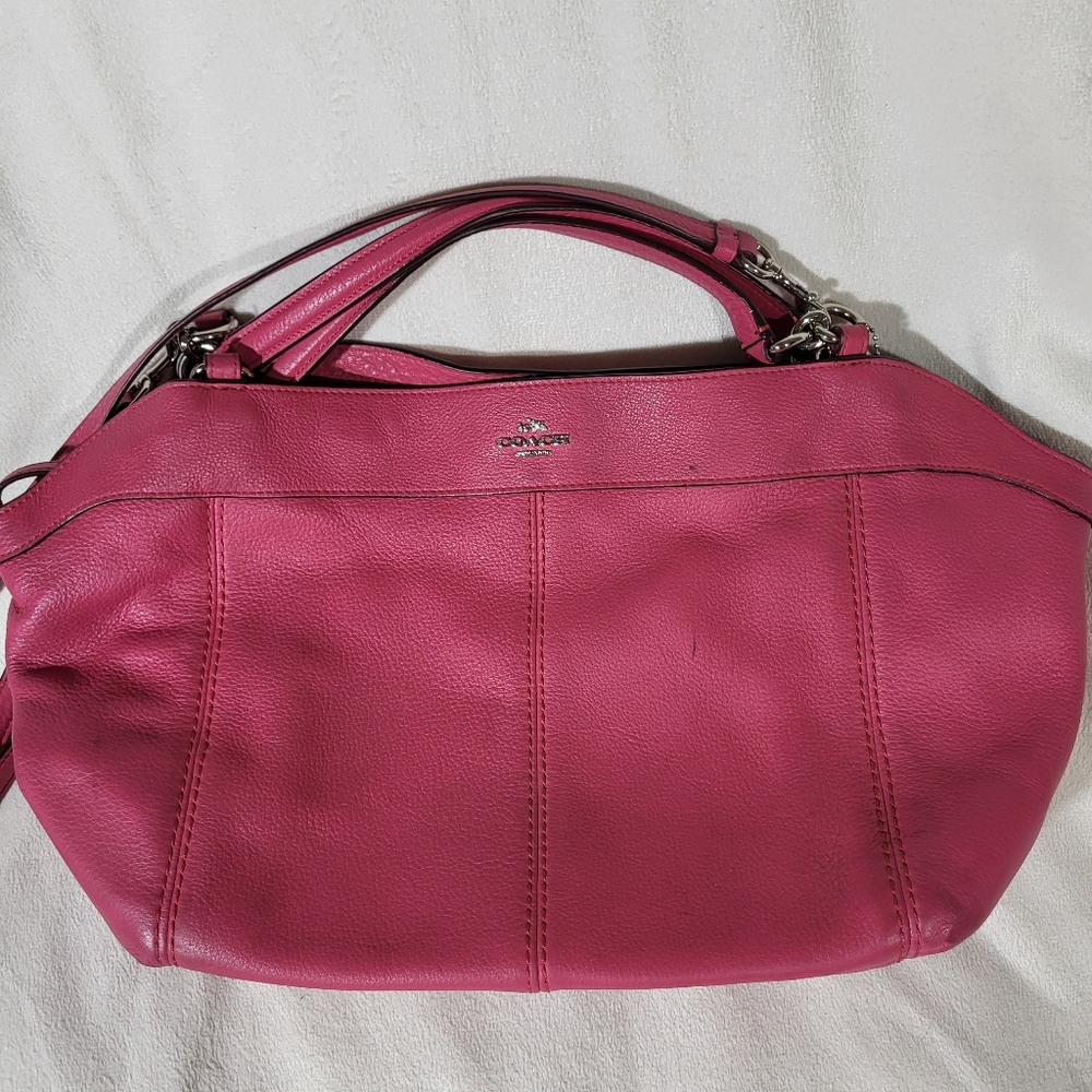 COACH Lexy Rouge Pink Pebbled Leather Shoulder Bag - Picture 2 of 14